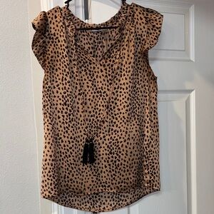 THML Leopard Print Ruffle Sleeve Top